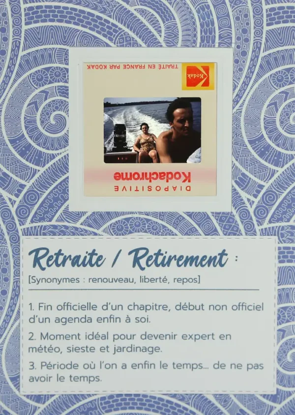 Carte de retraite différentes avec une diapositive ancienne. En route pour la retraite