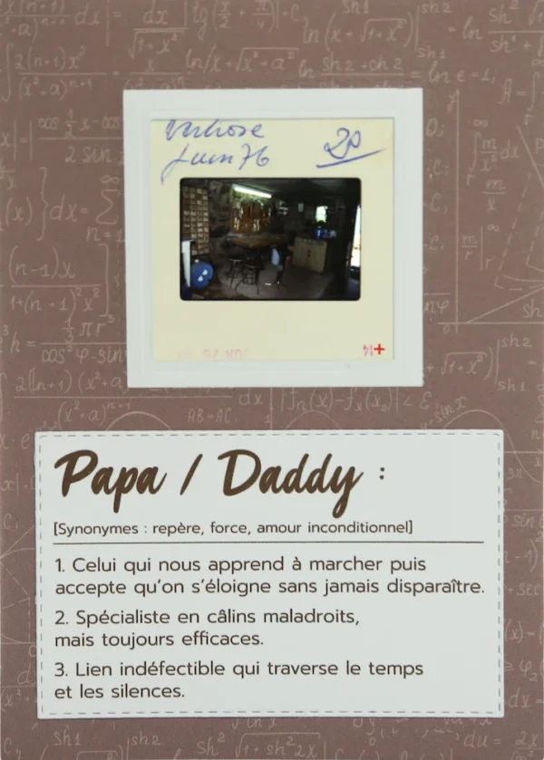 Carte pour la fête des pères originale montrant un vieille atelier de bricolage
