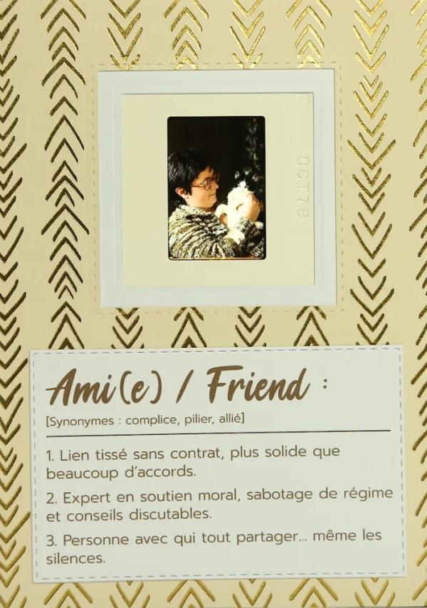 Carte sur le thème de l'amitié avec un chat.