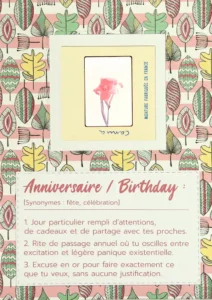 Carte d'anniversaire unique faite main avec une fleur