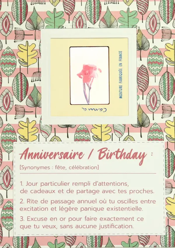 Carte d'anniversaire unique faite main avec une fleur