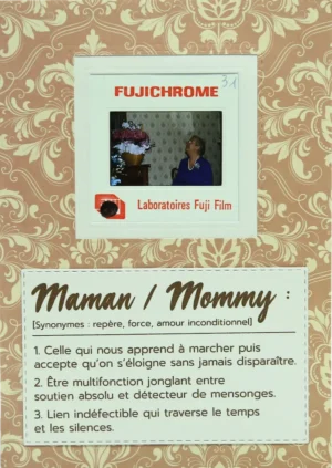 Carte pour fêter les mamans avec une ancienne diapositive.