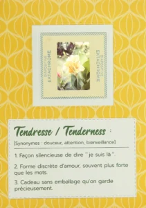 Carte faite main en France à partir d'une diapo d'époque, avec une fleur jaune pour témoigner de sa tendresse.