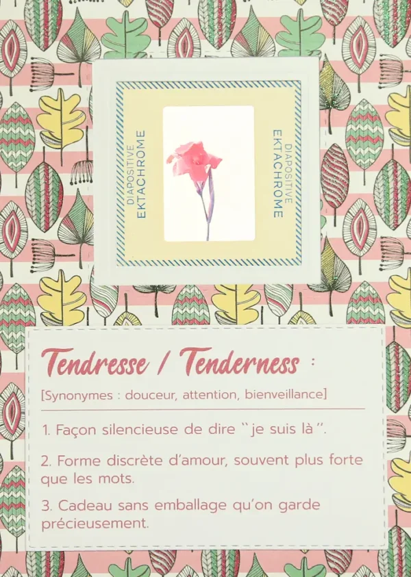 Carte originale pour envoyer des mots doux avec une véritable diapo de fleur.