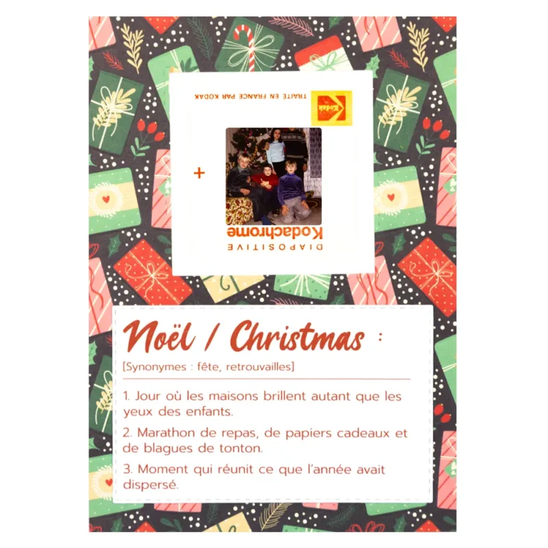 carte de noël photo de famille vintage