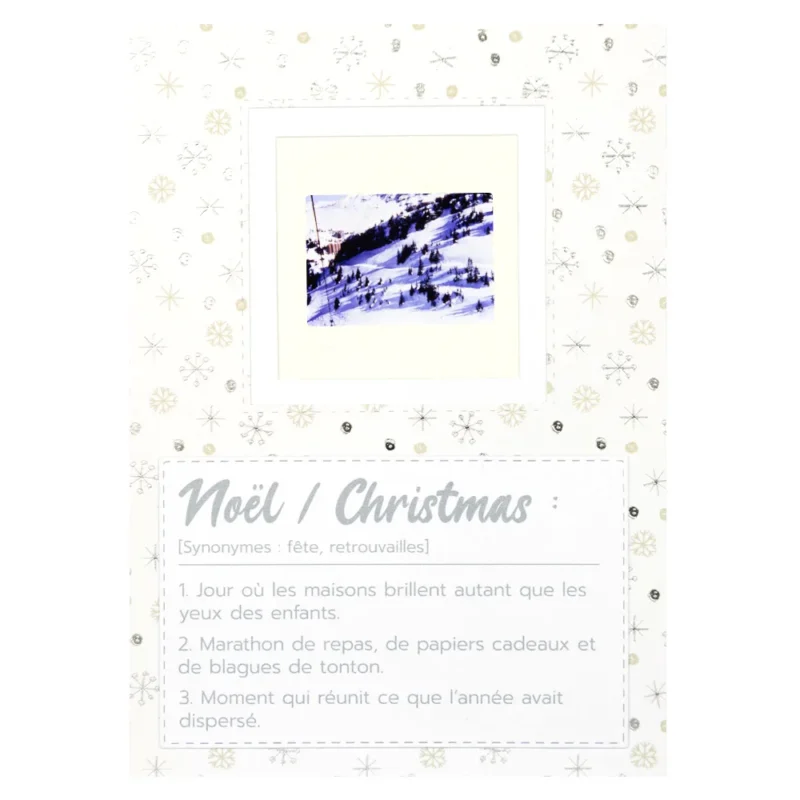 carte noël vintage pistes enneigées
